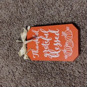 Thankful Grateful Blessed orange fall decor sign